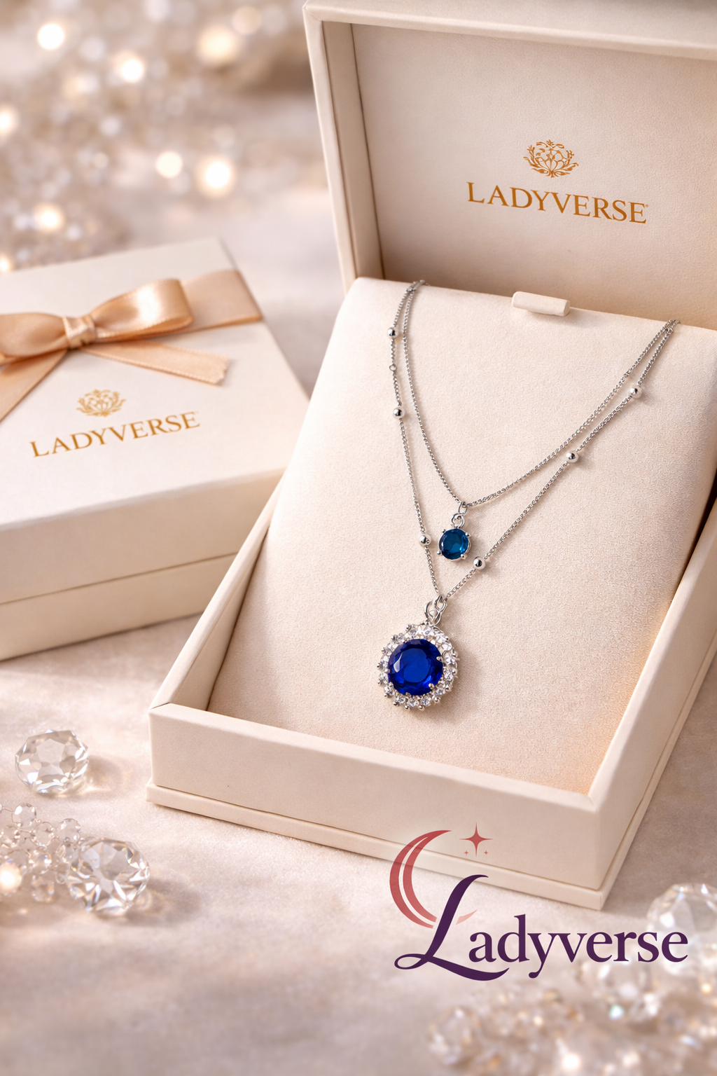 Royal Sapphire Double-Layer Pendant Necklace