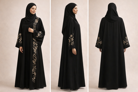 Black Embroidered Formal Abaya