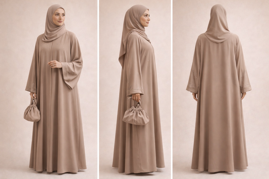 Taupe Minimal Luxe Stone Abaya