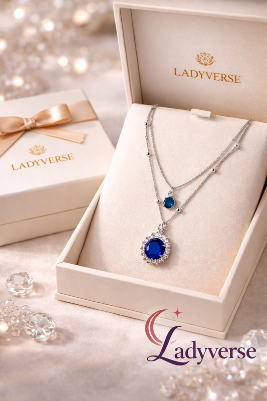 Royal Sapphire Double-Layer Pendant Necklace
