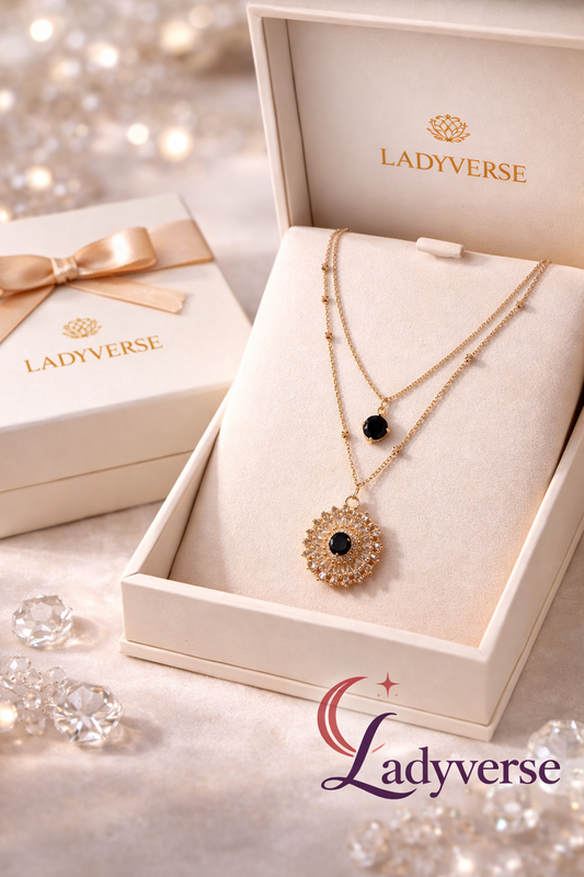 Luxury Double-Layered Black Stone Pendant Necklace